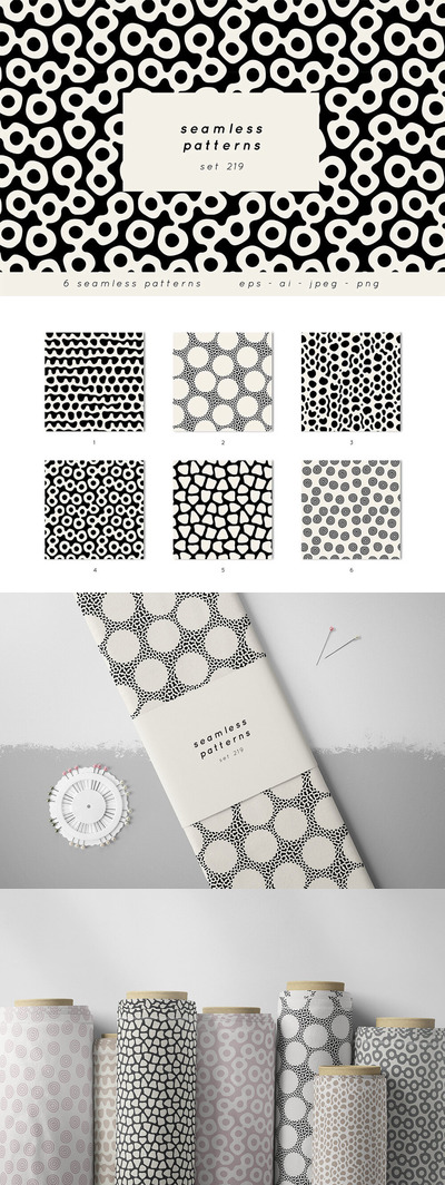 抽象圆形无缝图案素材集 (ai,eps)