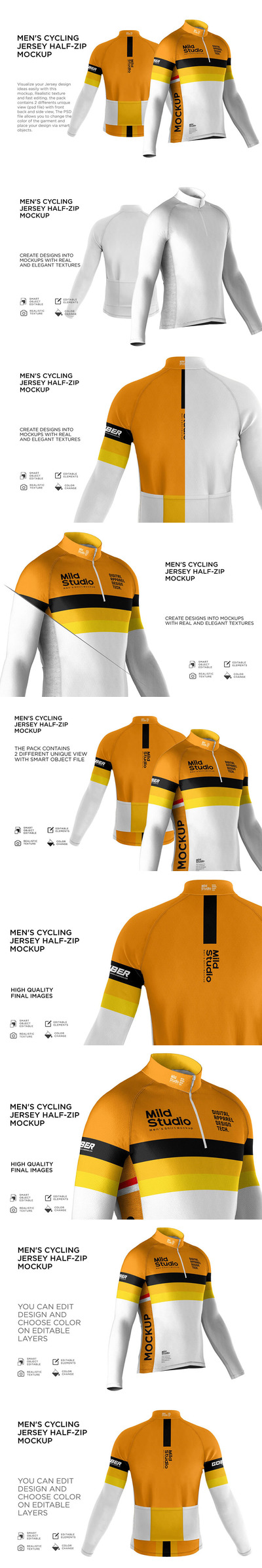 男子骑行服设计样机 (psd)