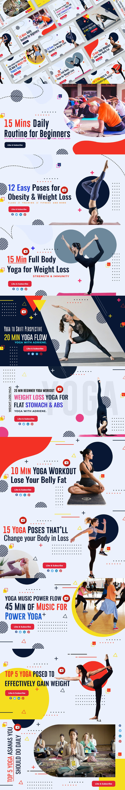 高品质的时尚高端清新几何图形新孟菲斯风格bannner海报设计模板集合-AI，EPS，PSD