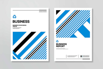 蓝色简约商业报告封面设计模板 (psd)