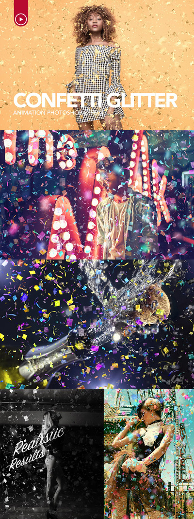 动画五彩纸屑闪光效果Photoshop动作（gif动图）