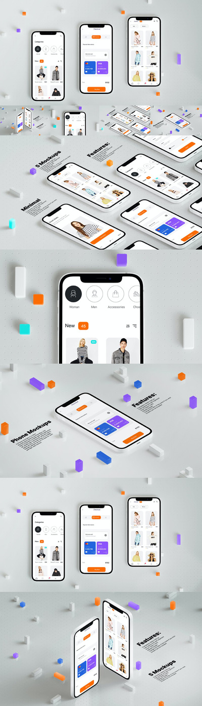 高品质的iPhone 12 APP UI样机展示模型mockups