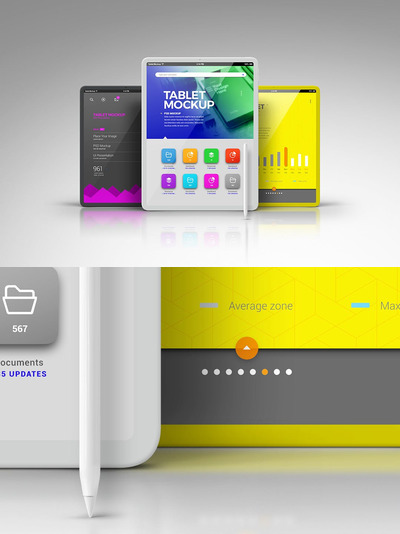 高端平板前视图展示样机(PSD)