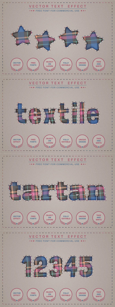 缝纫风格PS字体图层样式下载（PSD）