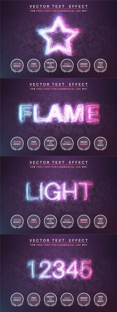 闪电发光风格PS字体图层样式下载（PSD）