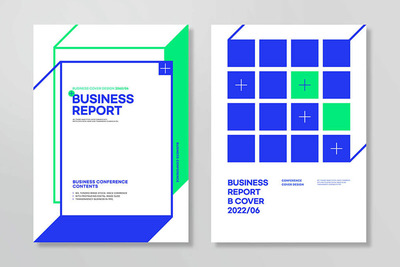 方格元素商业宣传册封面设计模板 (psd)