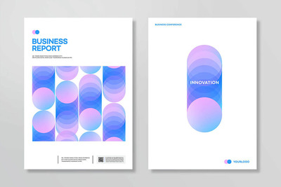渐变圆创意企业品牌杂志封面设计模板 (psd)
