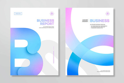 渐变色商业报告杂志封面设计模板 (psd)