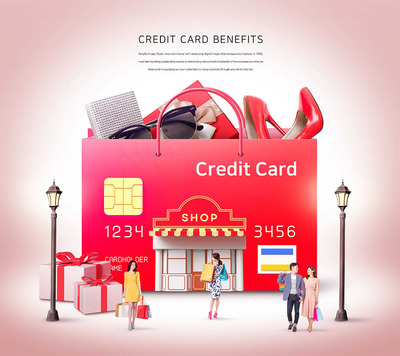 时尚购物信用卡福利海报设计模板 (psd)