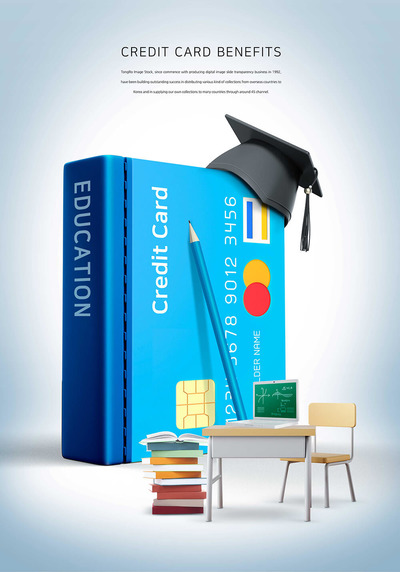 学习教育主题信用卡福利海报设计模板 (psd)