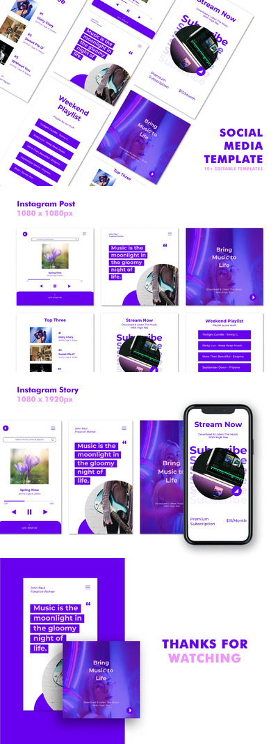 音乐流媒体APP UI (PNG,PSD)