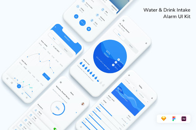 饮水提醒APP UI Kit (FIG,SKETCH,XD)
