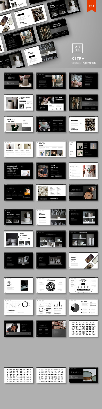 时尚高端优雅专业的高品质商业商务powerpoint幻灯片演示模板（pptx）