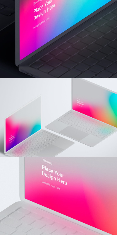 等距MacBook Clay电脑模型(PSD)