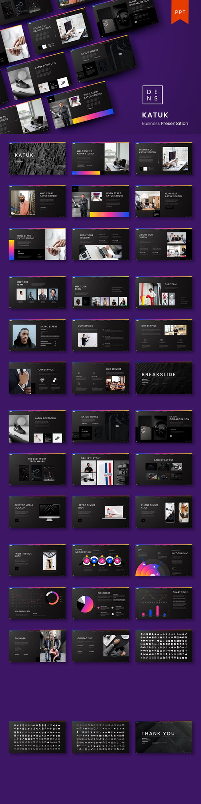 时尚高端专业的高品质商业商务质感powerpoint幻灯片演示模板（pptx）