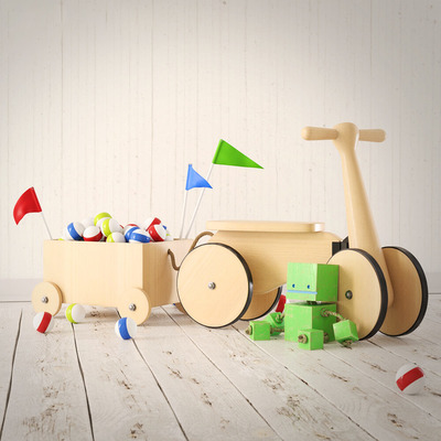 木头玩具车3D模型（OBJ,FBX,MAX）