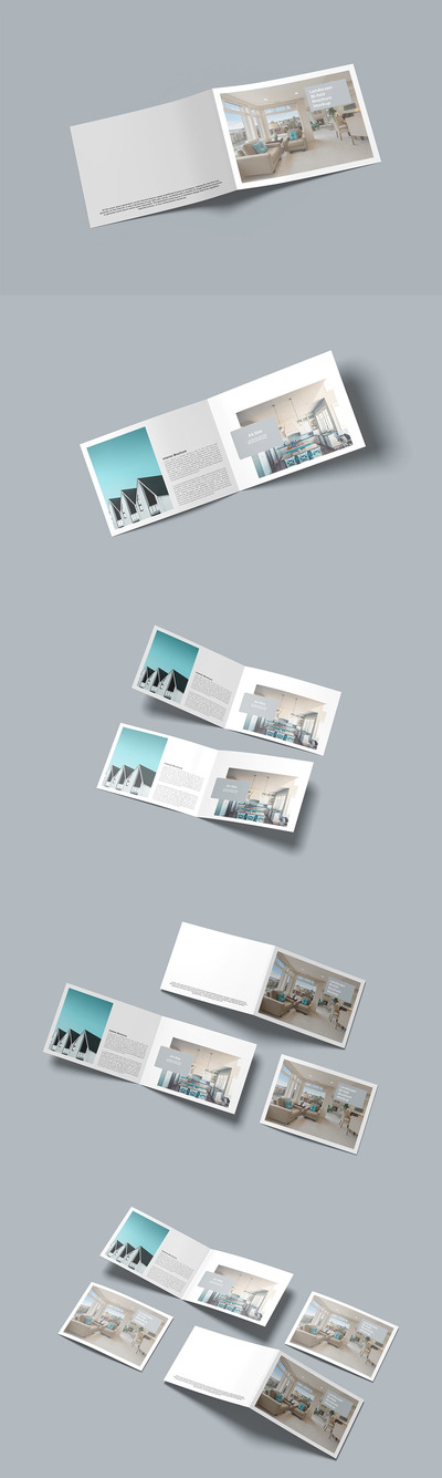 双折页画册产品样机 (PSD,PDF)