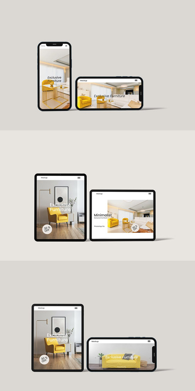 手机和平板电脑前视图模型(PSD,PDF)