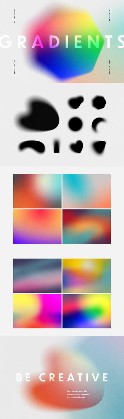 时尚高端简约清新基本抽象渐变和形状底纹纹理集合-PSD、JPG