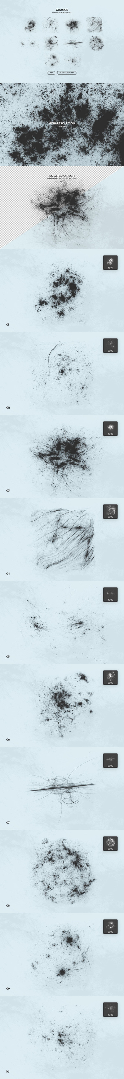 粗糙墨迹肌理Photoshop笔刷(ABR,PNG)