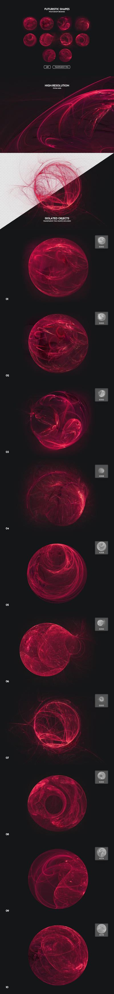 手绘抽象球体笔刷(ABR,PNG)