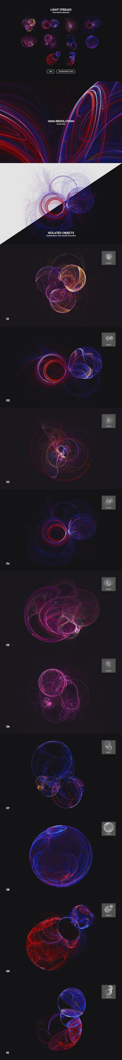 光线特效Photoshop笔刷 (ABR,PNG)