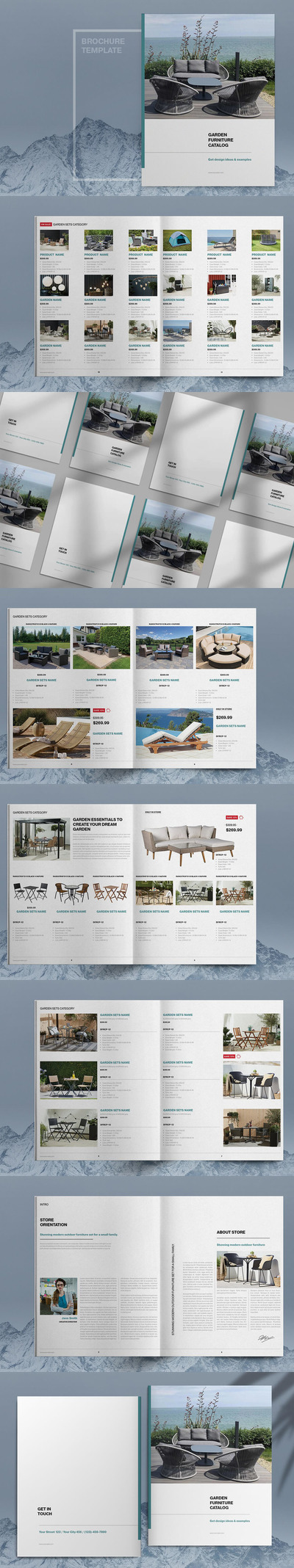 花园家具产品目录排版设计模板 (indd)