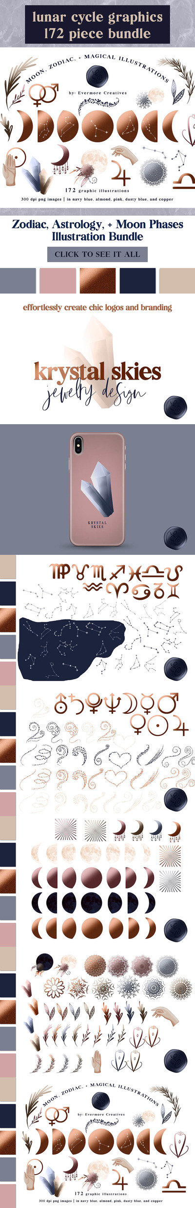 月相/星座/十二生肖神秘剪贴画套装 (png)