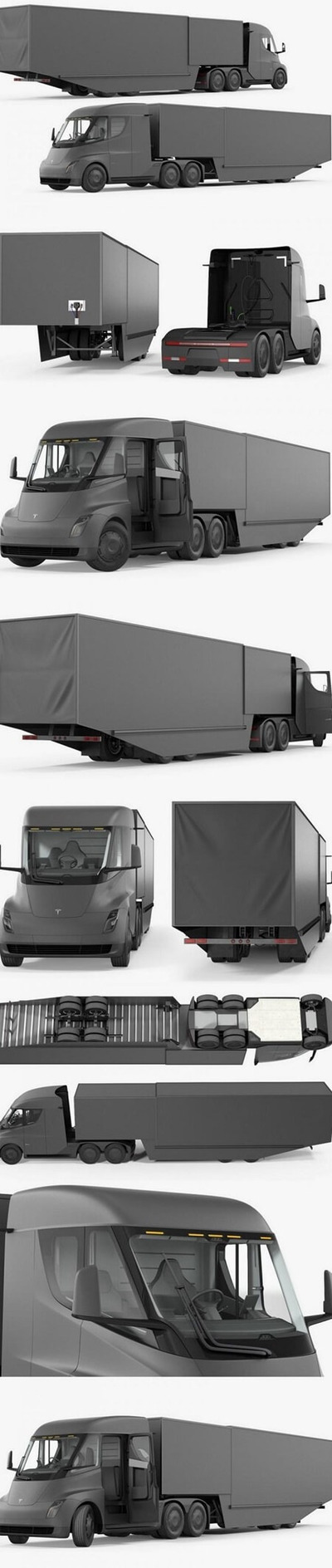 特斯拉Semi电动卡车货车电动车3D模型下载（OBJ,Max）