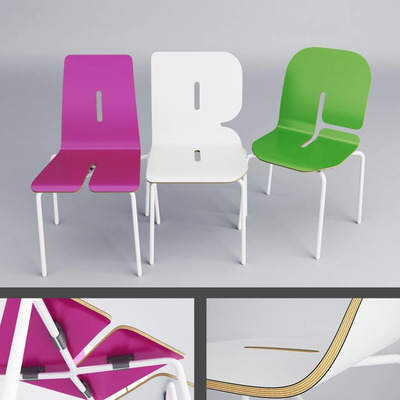 ABC字母设计儿童座椅3D模型（OBJ,FBX,MAX）