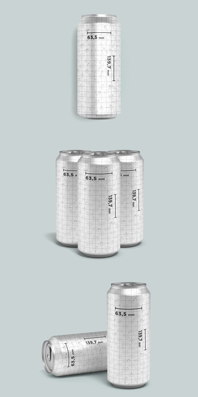 饮料易拉罐设计展示样机 (PSD)