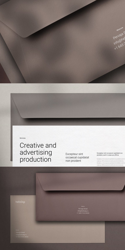 邀请函和信封设计样机 (PSD)