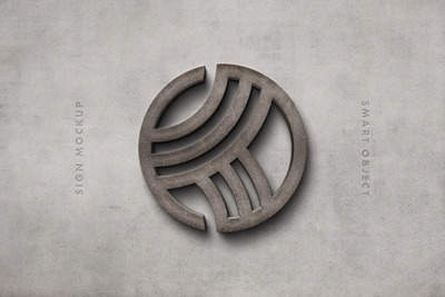 石头风格的logo设计样机 (PSD)