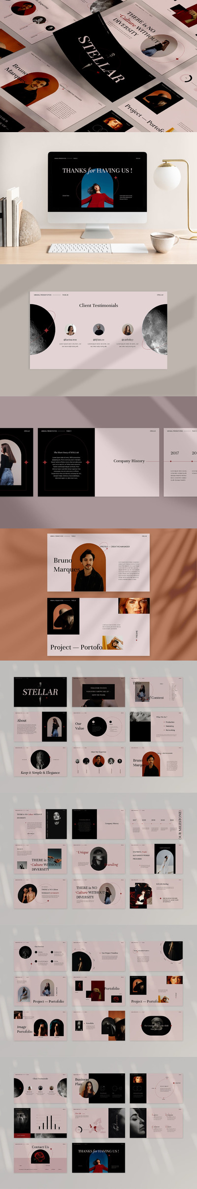 优雅时尚高端多用途的高品质powerpoint幻灯片演示模板（pptx）