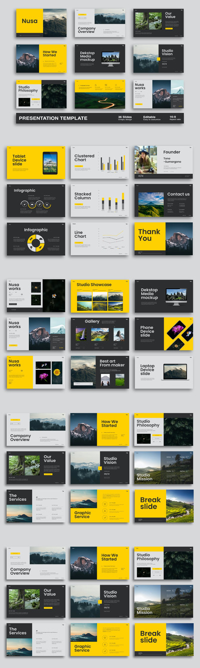 优雅时尚高端多用途的户外运动风格高品质powerpoint幻灯片演示模板（pptx）