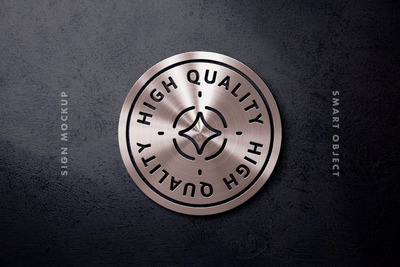 高品质的玫瑰金拉丝不锈钢金属质感logo标志设计VI样机展示模型mockups