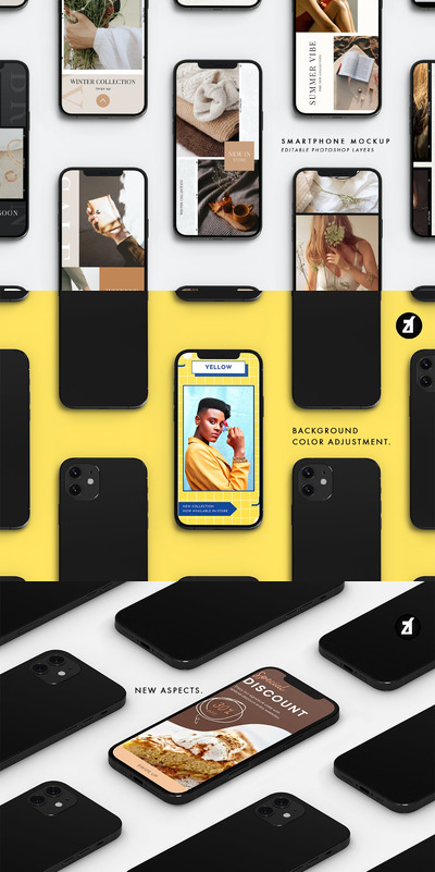 时尚高端高品质的手机APP UI样机展示模型mockups