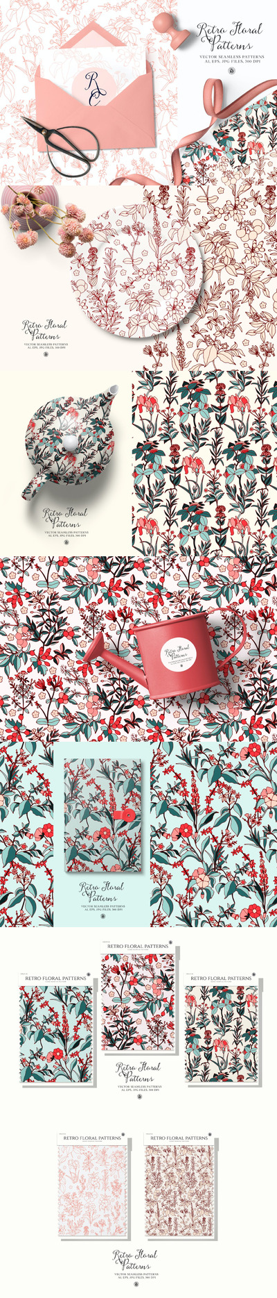 优雅时尚高端复古无缝矢量背景底纹纹理集合-AI、EPS、JPG