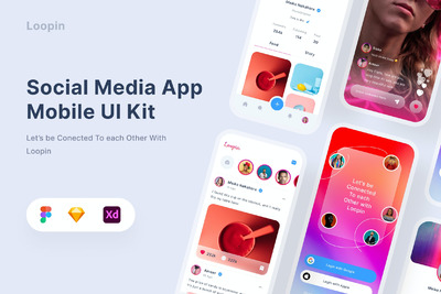 社交媒体App产品模板(SKETCH,FIG,XD)