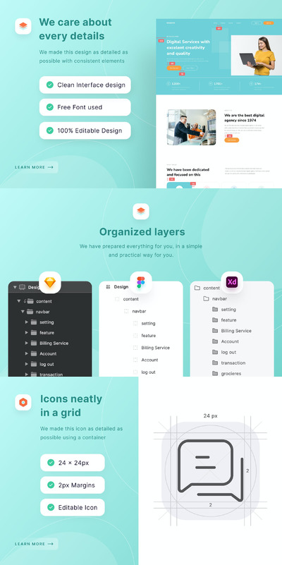 数码机构登陆页面模板 (FIG,SKETCH,XD)