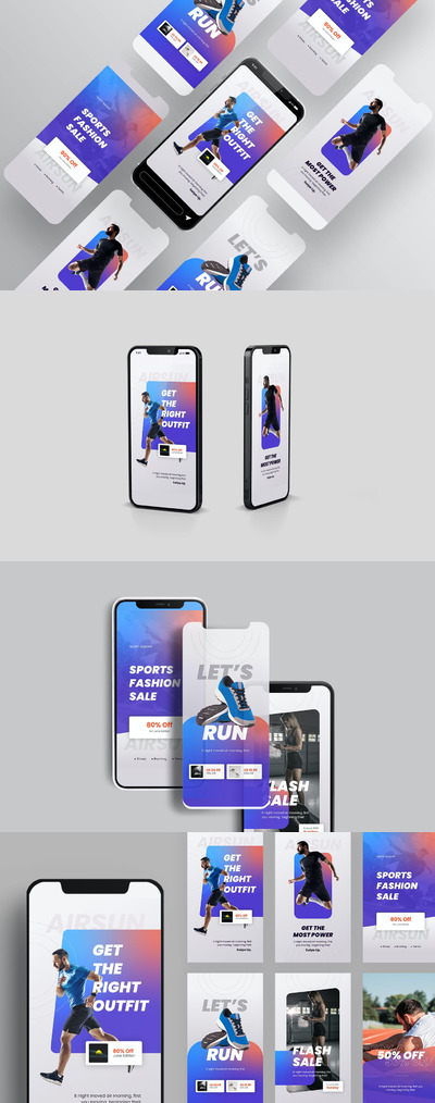 时尚高端运动风格的高品质Instagram社交媒体banner海报设计模板集合