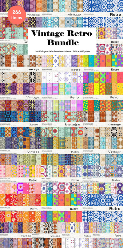复古无缝图案背景素材套装 (jpg)