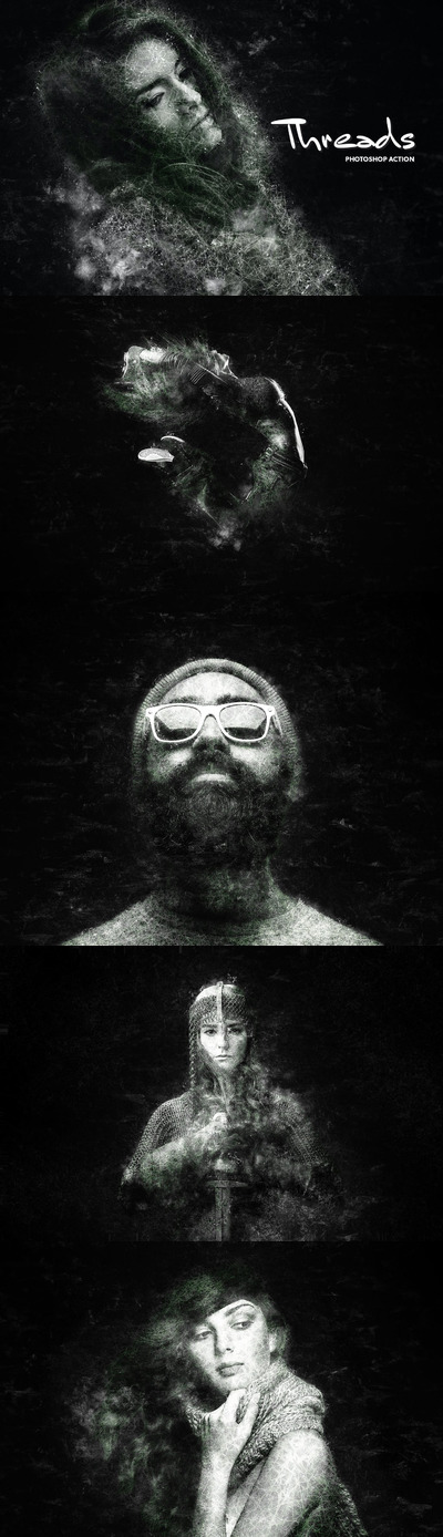 时尚高端震撼的逼真质感抽象线条photoshop动作预设-ABR、ATN、TXT