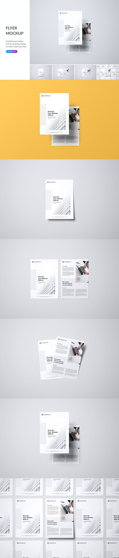 时尚高端专业的高品质宣传单海报设计VI样机展示模型mockups