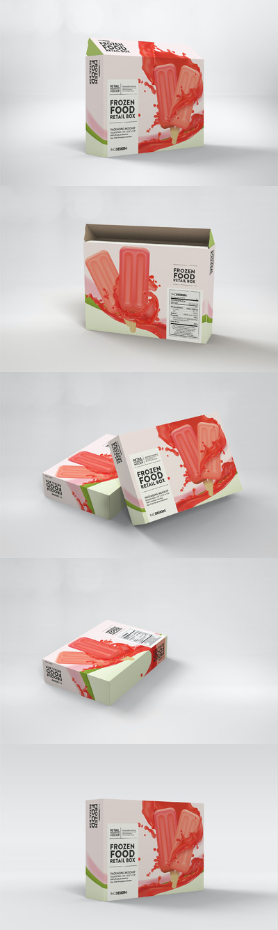 冰冻产品包装盒模型 (PSD,PDF)