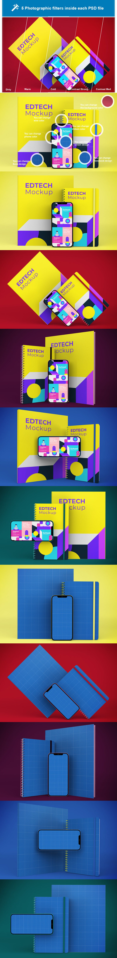 手机与文具品牌展示模型 (PSD)