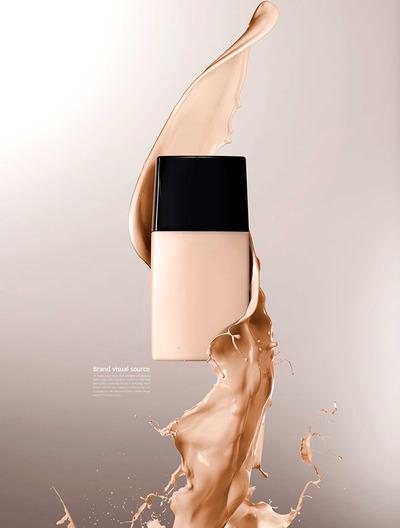 丝滑奶茶色化妆品品牌视觉海报设计模板 (psd)