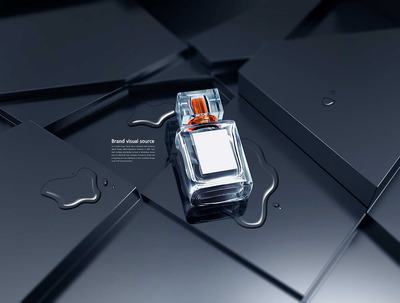 高端黑色主题香水化妆品品牌视觉海报设计模板 (psd)