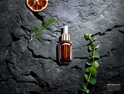 真实岩石背景化妆品品牌视觉海报设计模板 (psd)