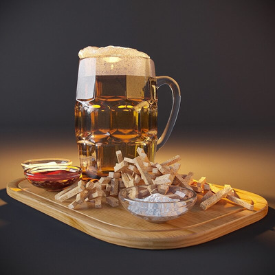 啤酒和零食3D模型（OBJ,FBX,MAX）
